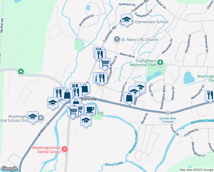 map of restaurants, bars, coffee shops, grocery stores, and more near 16 Yorkshire Terrace in Washingtonville