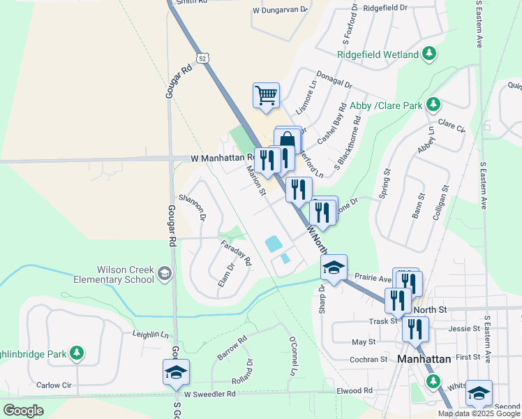 map of restaurants, bars, coffee shops, grocery stores, and more near 350 Marion Street in Manhattan