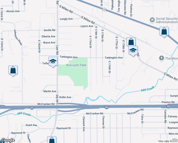 map of restaurants, bars, coffee shops, grocery stores, and more near 4756 East 173rd Street in Cleveland