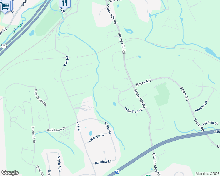 map of restaurants, bars, coffee shops, grocery stores, and more near 126 Heatherwood Drive in Brookfield