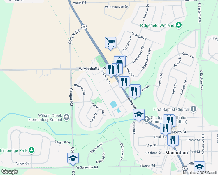 map of restaurants, bars, coffee shops, grocery stores, and more near 350 Marion Street in Manhattan