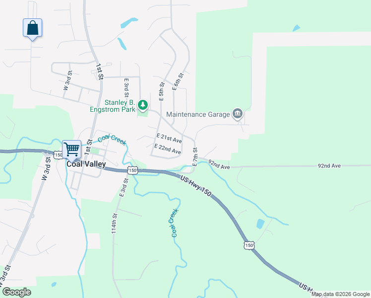 map of restaurants, bars, coffee shops, grocery stores, and more near 501-599 East 21st Avenue in Coal Valley