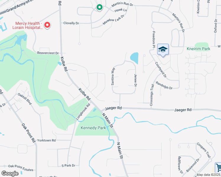 map of restaurants, bars, coffee shops, grocery stores, and more near 4486 Santina Way in Lorain