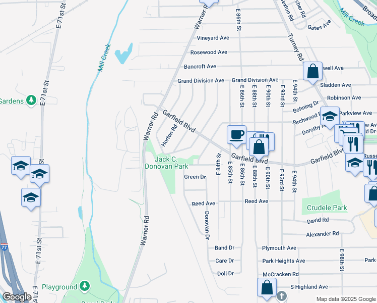 map of restaurants, bars, coffee shops, grocery stores, and more near 4798 Rockwood Road in Garfield Heights