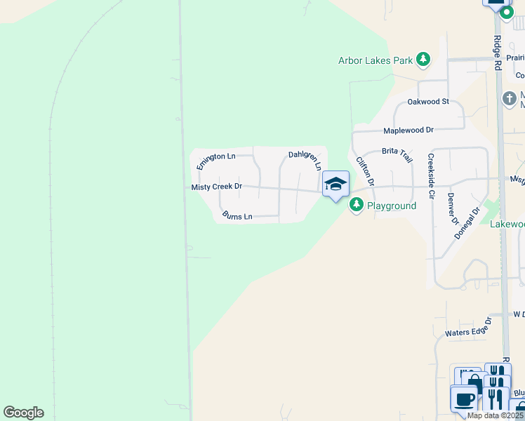 map of restaurants, bars, coffee shops, grocery stores, and more near 1414 Sommer Court in Minooka