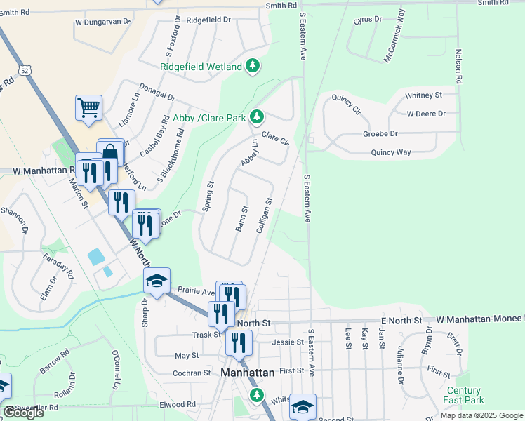 map of restaurants, bars, coffee shops, grocery stores, and more near 25255 Bann Street in Manhattan