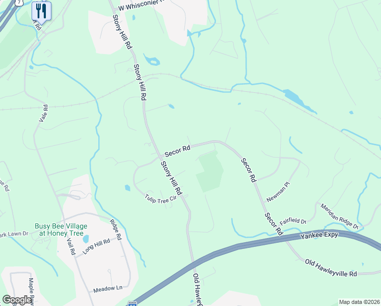 map of restaurants, bars, coffee shops, grocery stores, and more near 46 Secor Road in Brookfield