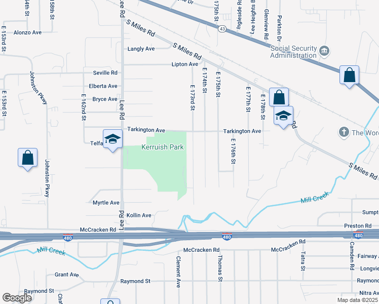 map of restaurants, bars, coffee shops, grocery stores, and more near 4756 E 173rd St in Cleveland