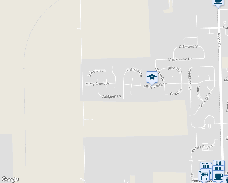 map of restaurants, bars, coffee shops, grocery stores, and more near 1414 Sommer Court in Minooka
