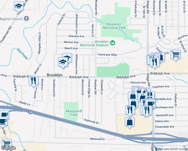 map of restaurants, bars, coffee shops, grocery stores, and more near 4644 Roadoan Road in Brooklyn