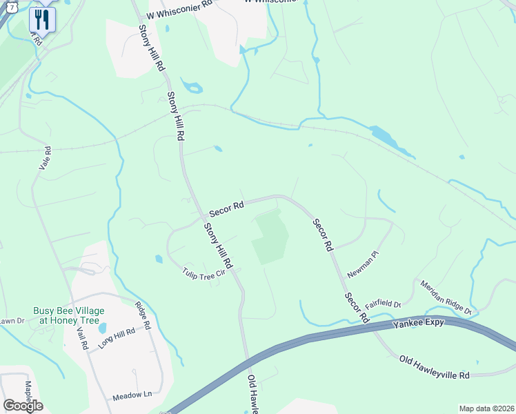 map of restaurants, bars, coffee shops, grocery stores, and more near 46 Secor Road in Brookfield