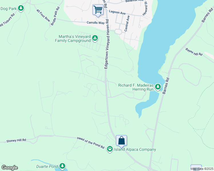 map of restaurants, bars, coffee shops, grocery stores, and more near 223 Edgartown Vineyard Haven Road in Oak Bluffs
