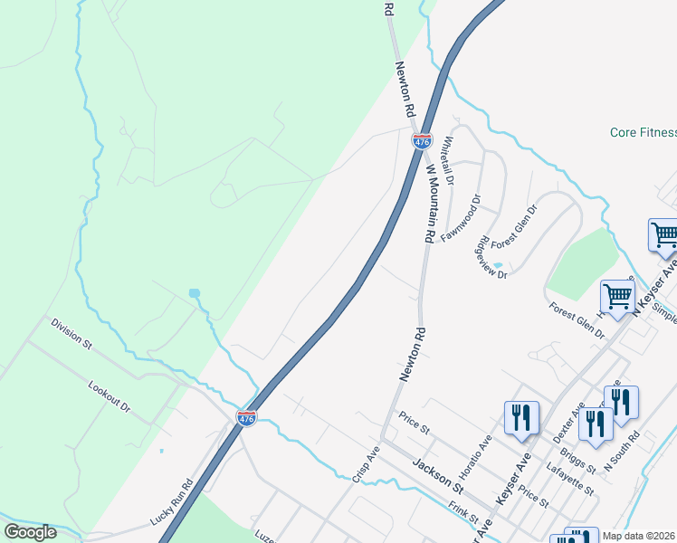 map of restaurants, bars, coffee shops, grocery stores, and more near 300 Parallel Drive in Scranton