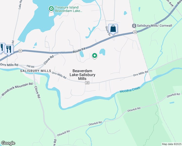 map of restaurants, bars, coffee shops, grocery stores, and more near 10 White Oak Acres in Beaverdam Lake-Salisbury Mills