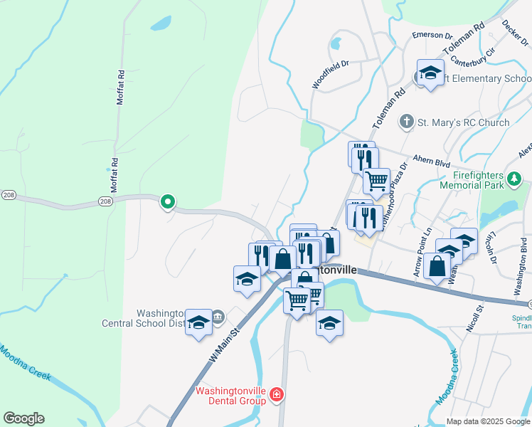 map of restaurants, bars, coffee shops, grocery stores, and more near 41 Goshen Avenue in Washingtonville