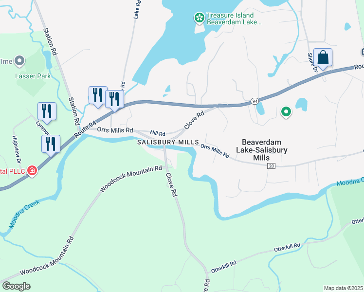 map of restaurants, bars, coffee shops, grocery stores, and more near 62-64 Orrs Mills Road in Beaverdam Lake-Salisbury Mills