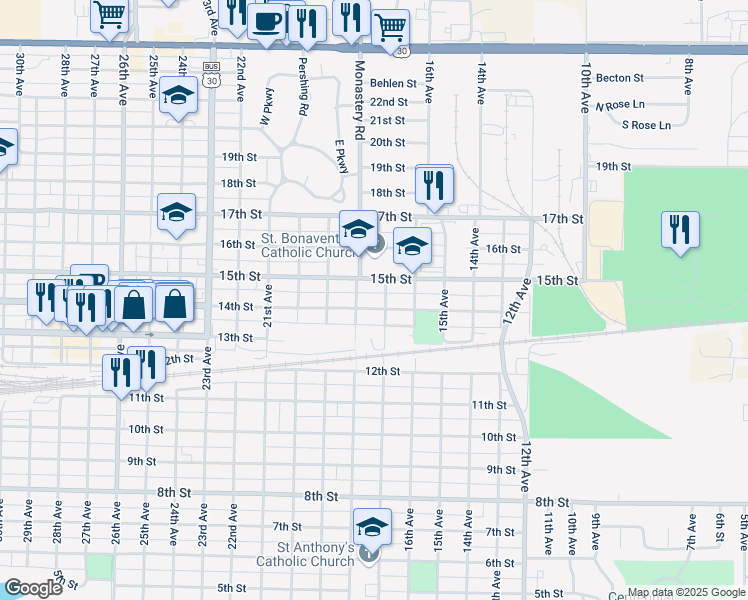 map of restaurants, bars, coffee shops, grocery stores, and more near 1701-1799 14th Street in Columbus