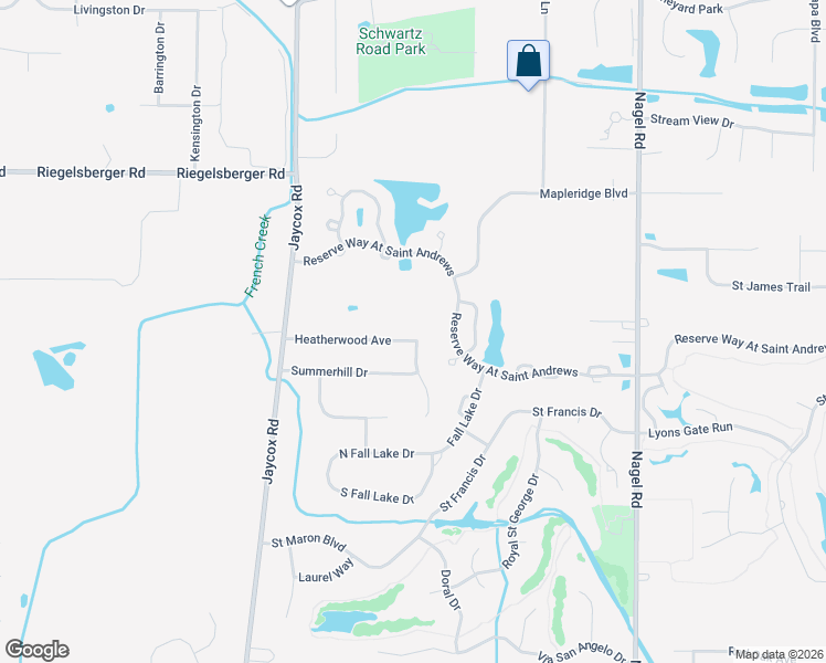 map of restaurants, bars, coffee shops, grocery stores, and more near 34367 Heatherwood Avenue in Avon