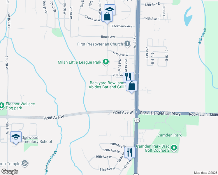 map of restaurants, bars, coffee shops, grocery stores, and more near 2207 Parkside Court in Milan