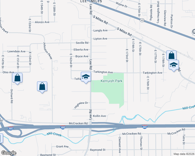 map of restaurants, bars, coffee shops, grocery stores, and more near in Cleveland