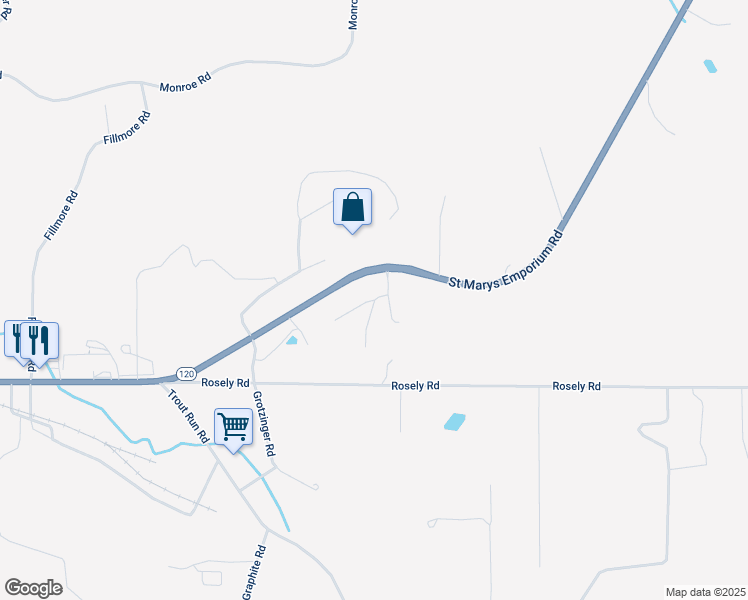 map of restaurants, bars, coffee shops, grocery stores, and more near 1 Clearview Road in Saint Marys