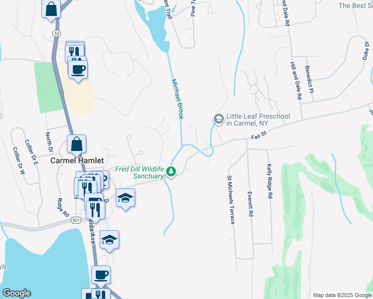 map of restaurants, bars, coffee shops, grocery stores, and more near 4 Kyle Court in Carmel Hamlet