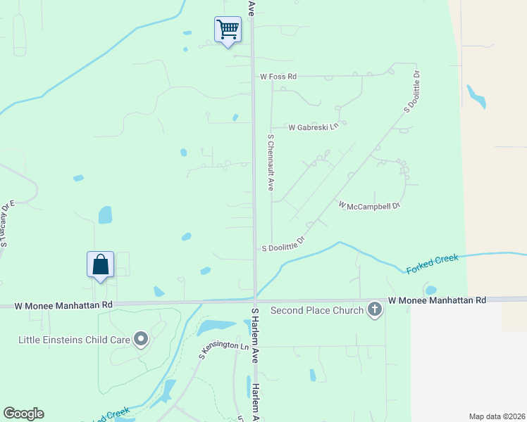 map of restaurants, bars, coffee shops, grocery stores, and more near 25232 South Chennault Avenue in Monee