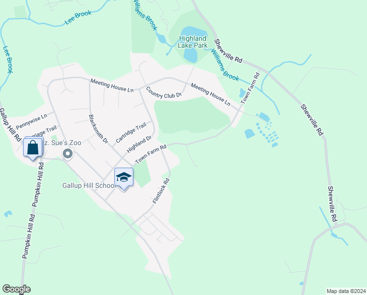 map of restaurants, bars, coffee shops, grocery stores, and more near 49 Town Farm Road in Ledyard