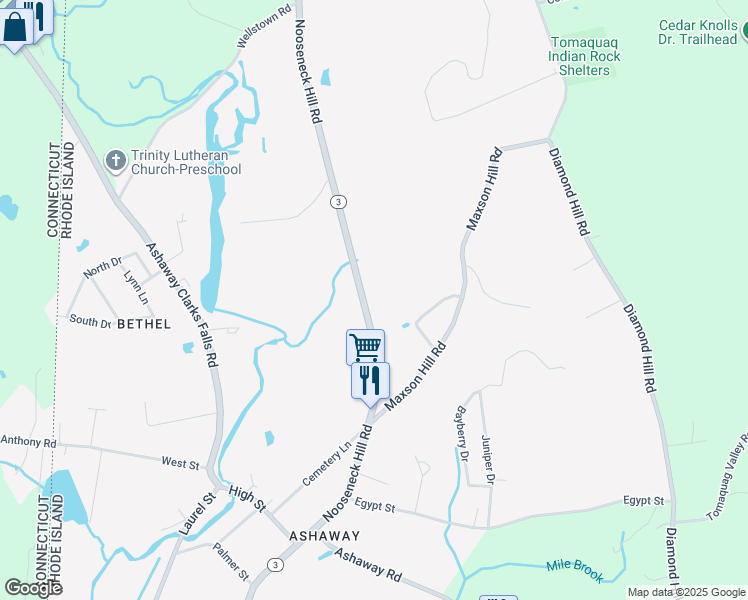 map of restaurants, bars, coffee shops, grocery stores, and more near 256 Main Street in Hopkinton