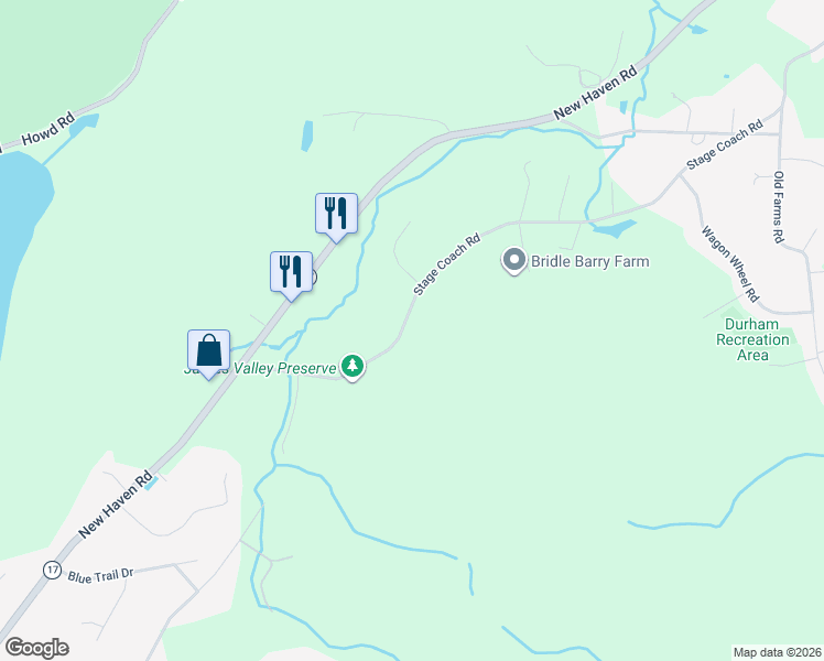 map of restaurants, bars, coffee shops, grocery stores, and more near 394 Stage Coach Road in Durham