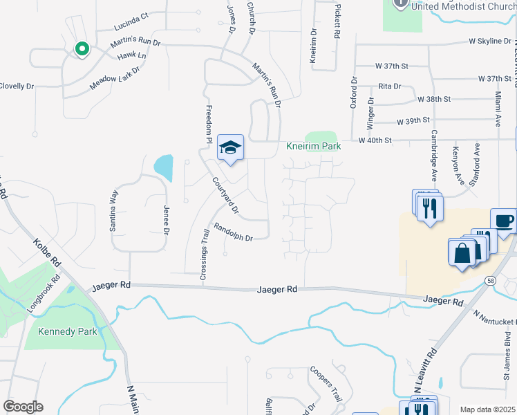 map of restaurants, bars, coffee shops, grocery stores, and more near 3906 Courtyard Drive in Lorain