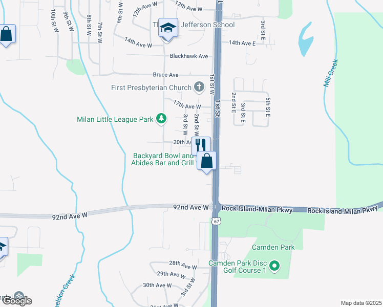 map of restaurants, bars, coffee shops, grocery stores, and more near 280 20th Avenue West in Milan