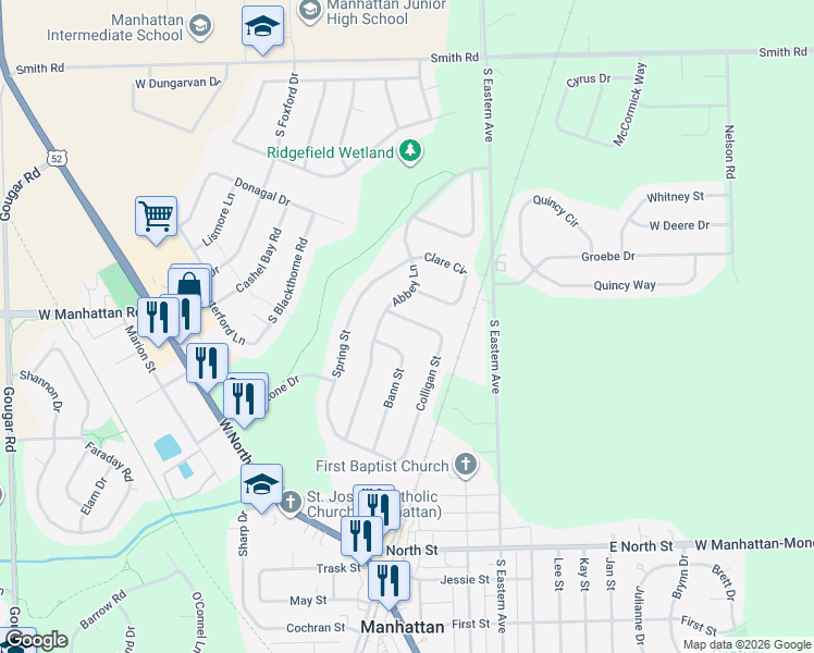 map of restaurants, bars, coffee shops, grocery stores, and more near 25129 Colligan Street in Manhattan