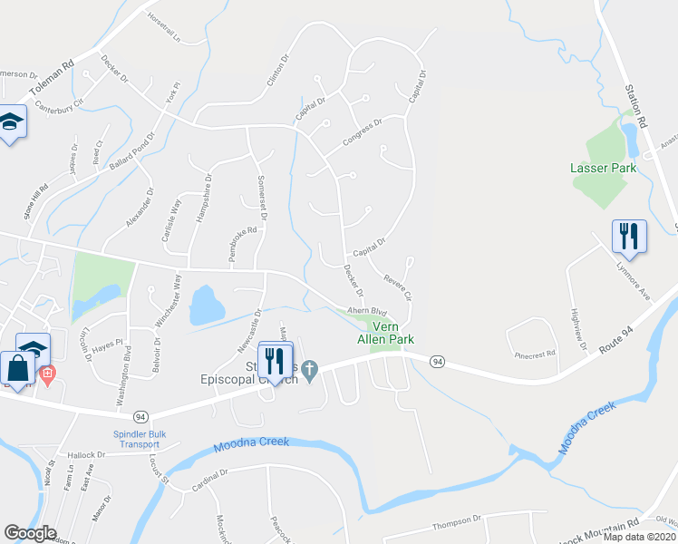 map of restaurants, bars, coffee shops, grocery stores, and more near 1 Pilgrim Lane in Washingtonville