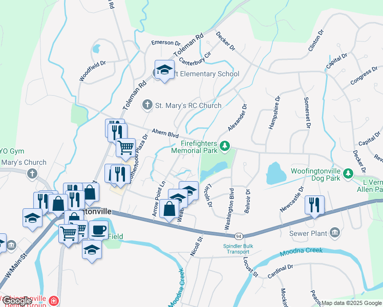 map of restaurants, bars, coffee shops, grocery stores, and more near 11 Silk Circle in Washingtonville