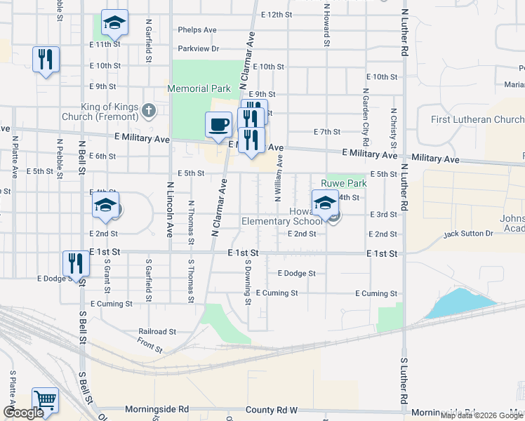 map of restaurants, bars, coffee shops, grocery stores, and more near 1956 East 3rd Street in Fremont