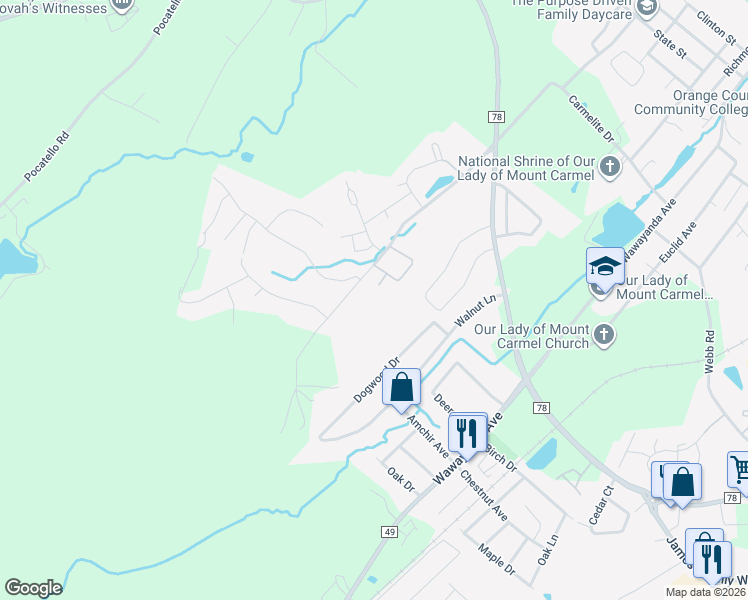 map of restaurants, bars, coffee shops, grocery stores, and more near 129 High Barney Rd in Middletown