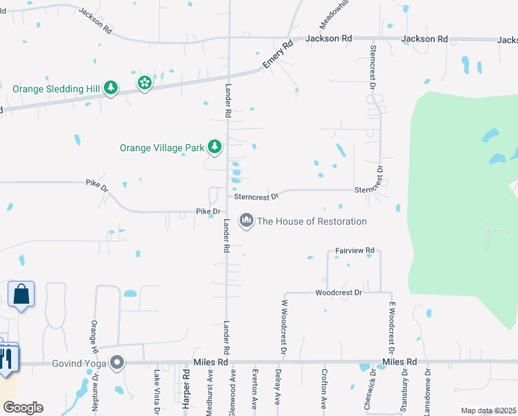 map of restaurants, bars, coffee shops, grocery stores, and more near 30700 Sterncrest Drive in Chagrin Falls