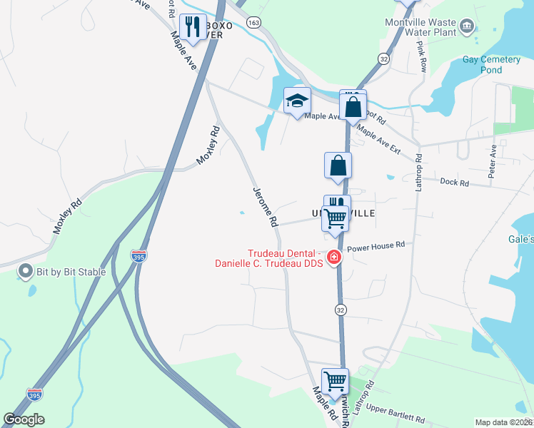 map of restaurants, bars, coffee shops, grocery stores, and more near 75 Jerome Road in Montville