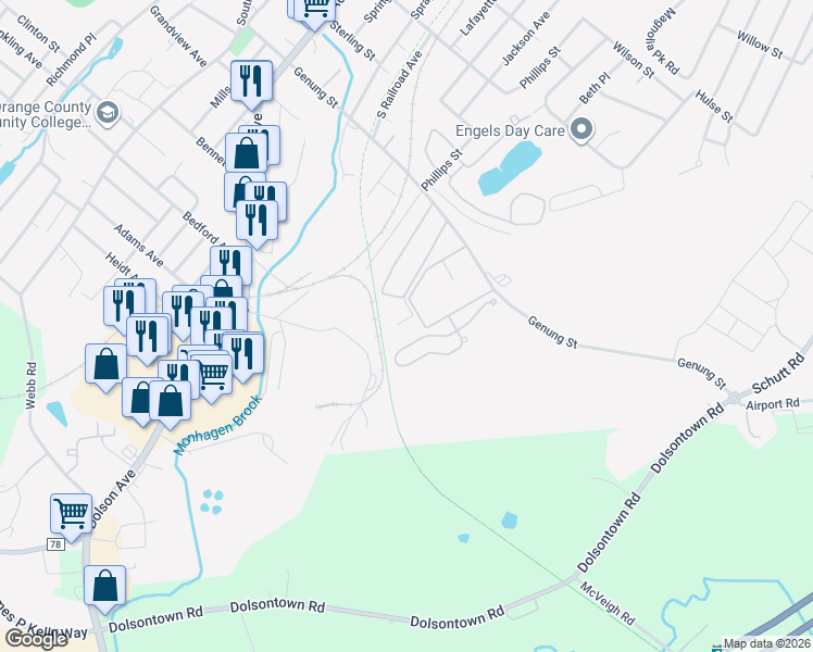 map of restaurants, bars, coffee shops, grocery stores, and more near 276 Ruth Court in Middletown
