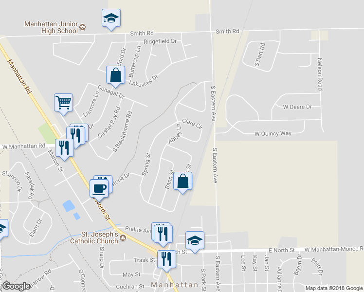 map of restaurants, bars, coffee shops, grocery stores, and more near 25129 Colligan Street in Manhattan