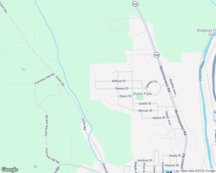 map of restaurants, bars, coffee shops, grocery stores, and more near 608 Dewey Street in Ridgway