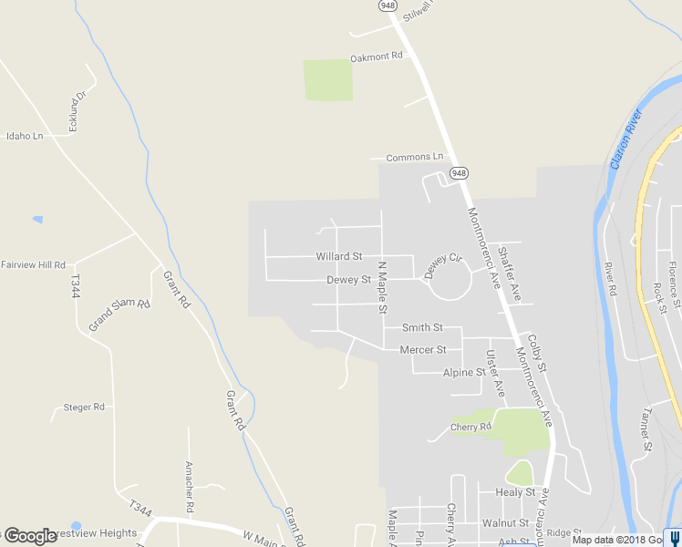 map of restaurants, bars, coffee shops, grocery stores, and more near 508 Dewey Street in Ridgway