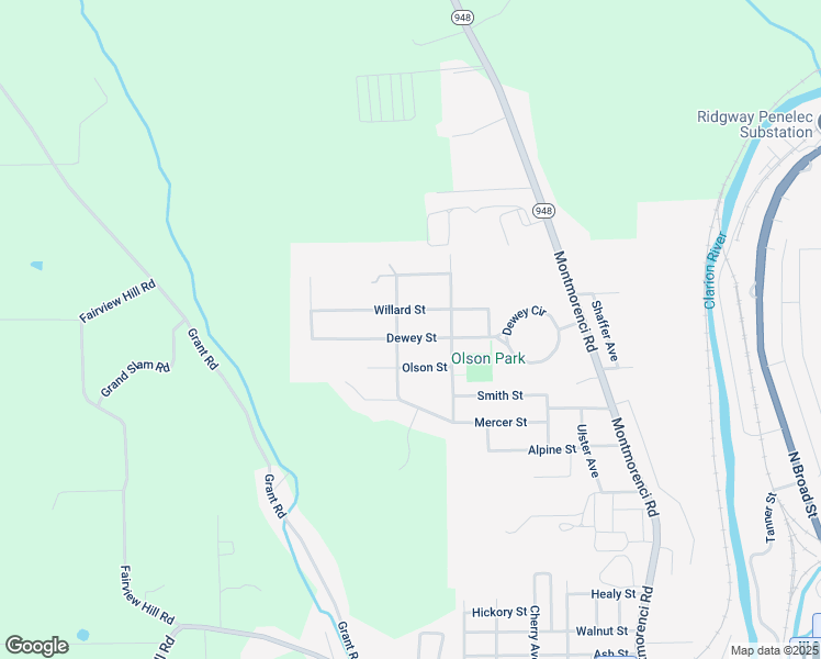 map of restaurants, bars, coffee shops, grocery stores, and more near 508 Dewey Street in Ridgway