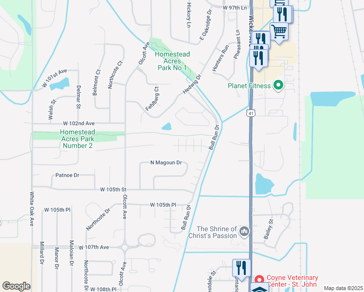 map of restaurants, bars, coffee shops, grocery stores, and more near 11639 Homestead Village Court in Saint John