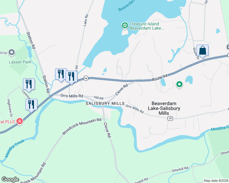 map of restaurants, bars, coffee shops, grocery stores, and more near 8 Hill Road in Beaverdam Lake-Salisbury Mills