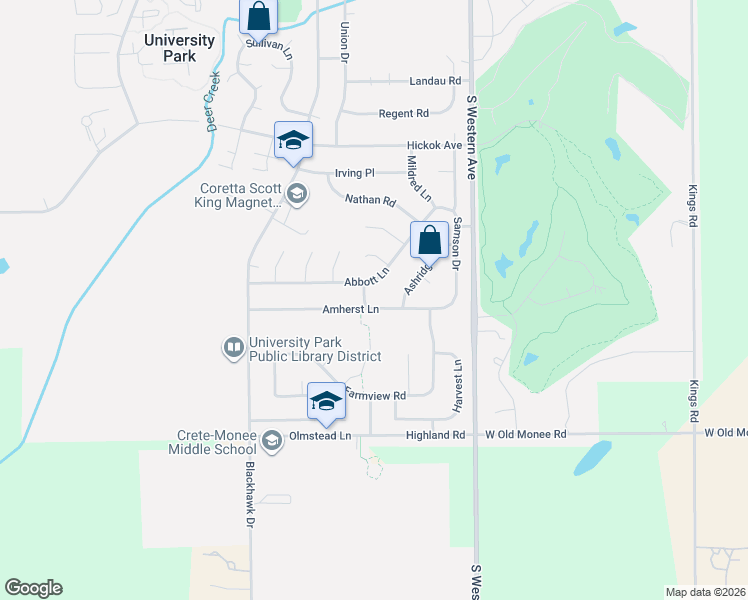 map of restaurants, bars, coffee shops, grocery stores, and more near 1081 Amherst Lane in University Park