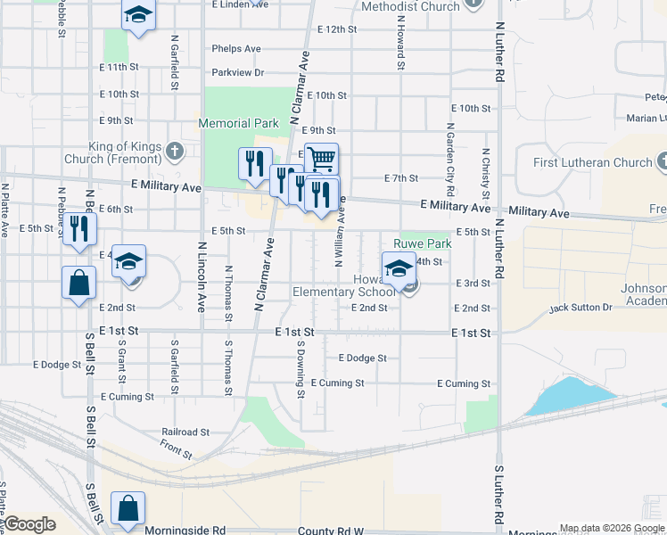 map of restaurants, bars, coffee shops, grocery stores, and more near 1956 East 3rd Street in Fremont
