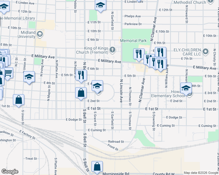 map of restaurants, bars, coffee shops, grocery stores, and more near 1507 East 4th Street in Fremont