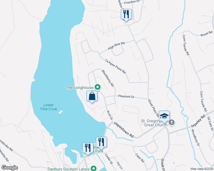 map of restaurants, bars, coffee shops, grocery stores, and more near 23 Mirijo Road in Danbury